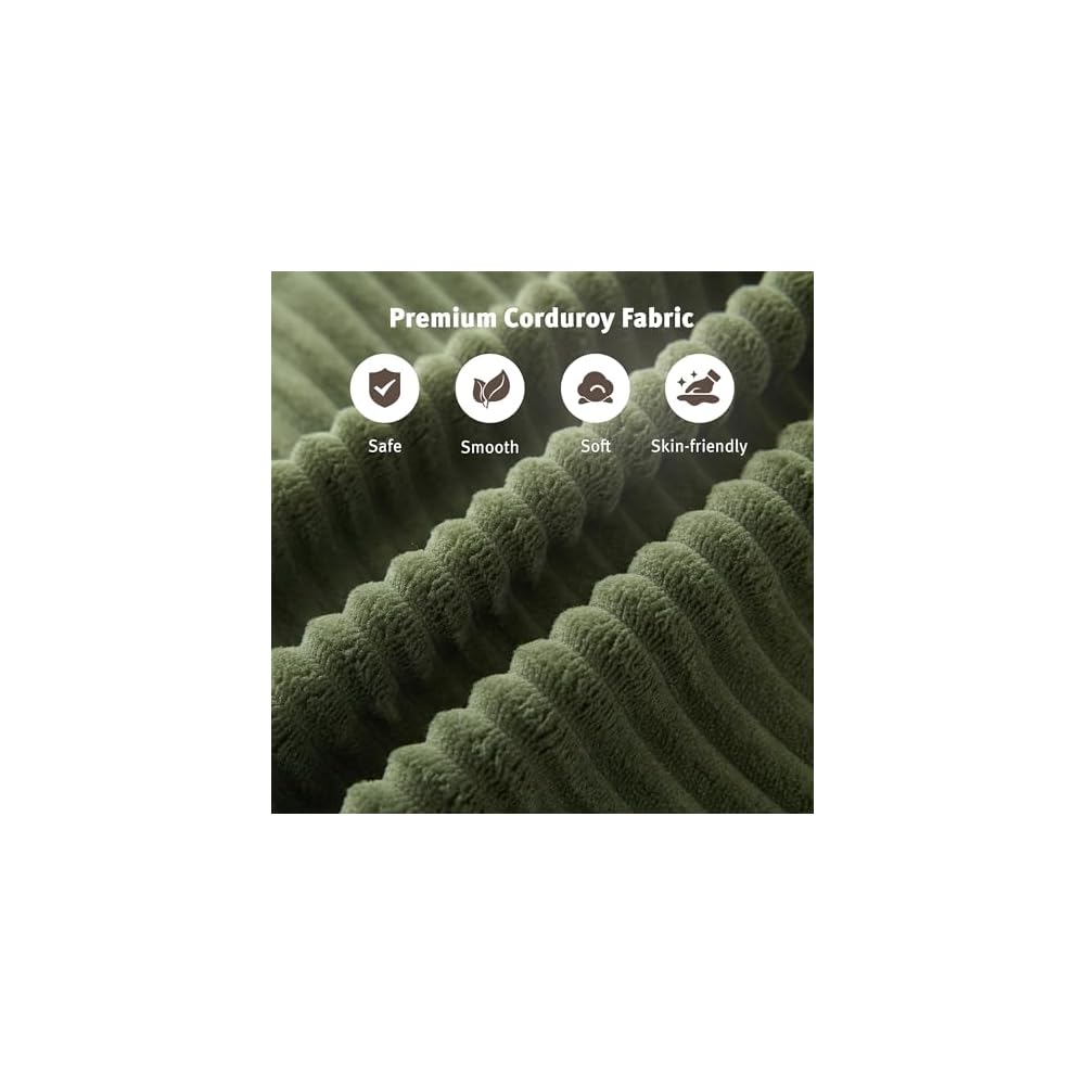115'' U Shaped Modular Sectional Sofa, Corduroy Cloud Couch with Deep Comfy Seat & Movable Ottoman,Oversized 7-Seater Sofa for Living Room, Green