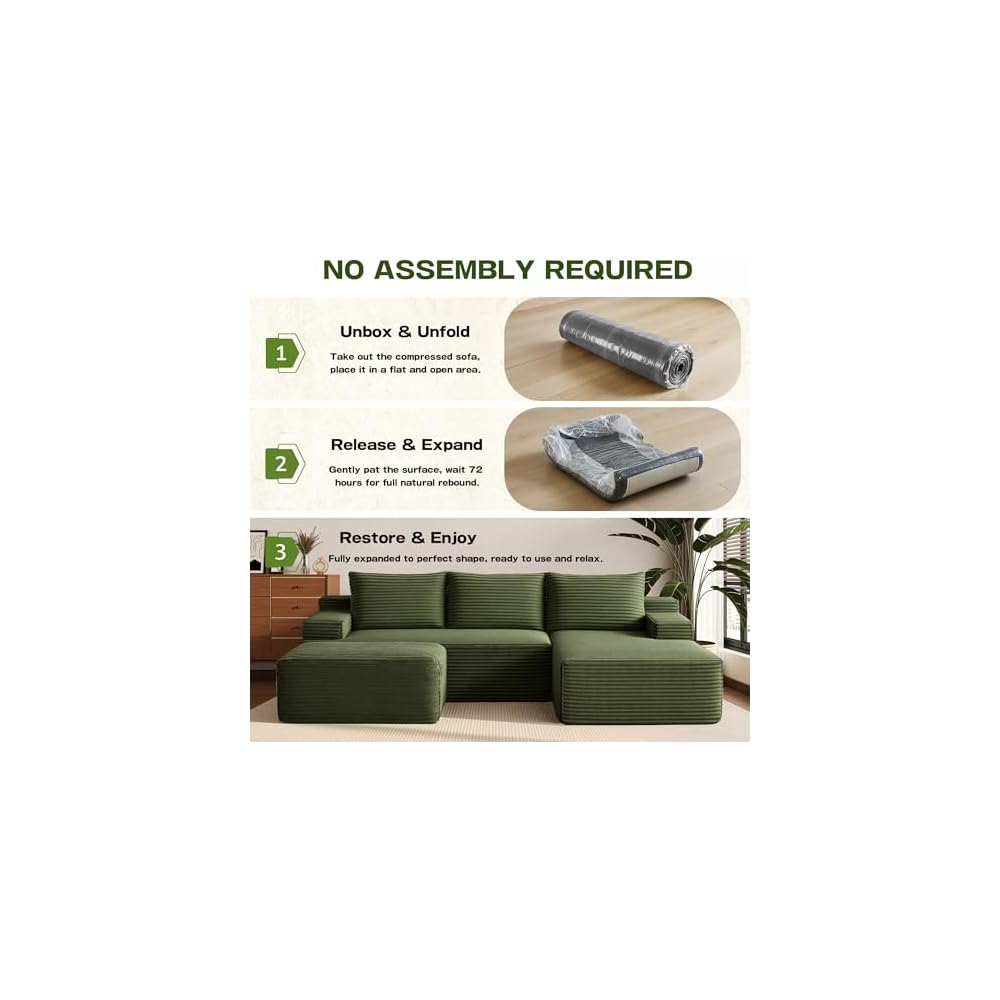 Boneless Couch Comfy Sectional Couches for Living Room,U Shaped Modular Cloud Couch Sofa, Minimalist Modular Sectional Sofa with Deep Seat