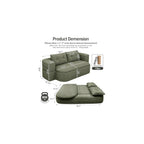 78" Full-Size Boneless Couch, 2-in-1 Convertible Sofa（Green）