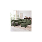 115'' U Shaped Modular Sectional Sofa, Corduroy Cloud Couch with Deep Comfy Seat & Movable Ottoman,Oversized 7-Seater Sofa for Living Room, Green