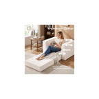 Folding Sofa Chair with Pillow, Single Boneless Couch for Adults, Beige