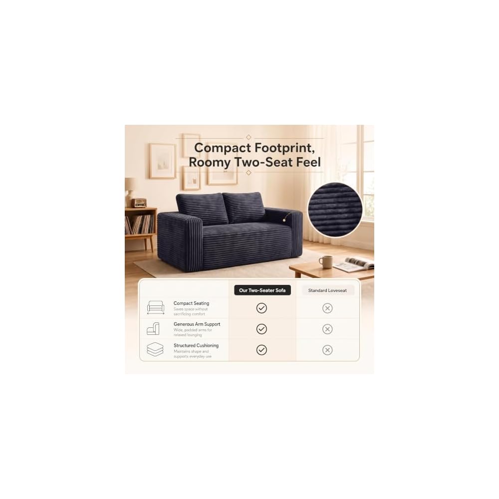63 Inch Boneless Loveseat Sofa, Cloud Couch for Apartment, Gray