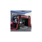 Gaming Loft Bed with Desk and Lights, Full Loft Bed with Storage Shelves and Work Station, Wood Loft Bed Frame for Kids, Boys, Girls, Teens, No Spring Box Needed & Dedicated Style, Red
