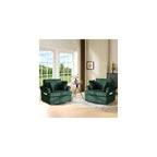 VINGL 39.2" Wide 360° Swivel Accent Armchairs with Pillows Set of 2, Oversized Single Sofas, Chair and a Half with Side Pockets and Wide armrest for Living Room, Bedroom, Reading Room, Corduroy Green