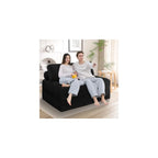 Folding Sofa Bed, Convertible Sleeper Chair with Pillow & Handle, Foldable Mattress Futon Chair Bed Lounge with Back Support, Comfy Floor Sofa for Living Room Bedroom, Black, Full