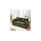 78" Corduroy Small Couches for Living Room, Modern Upholstered Loveseat Sofa with USB & Cup Holders, Side Pocket, Soft Deep 2-Seater Sofa Couch for Living Room Bedroom Office Apartment (Green)