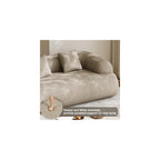 75" Boneless Cloud Loveseat, Modern Cute Curved Chenille Sofa, 2 Seater Compression Couch with 2 Pillows, No Assembly Required for Apartment Living Room, Light Brown