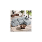 115" Oversized L Shaped Couch, Down Blend Sectional Couches,Deep Seat Big Comfy Couch with Movable Ottoman,Solid Wood Frame,Home Sofa Living Room,Bedroom,Removable Cover, Grey