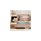 3-Piece Chenille Sofa Set with Ottoman for Living Room (Light Brown)