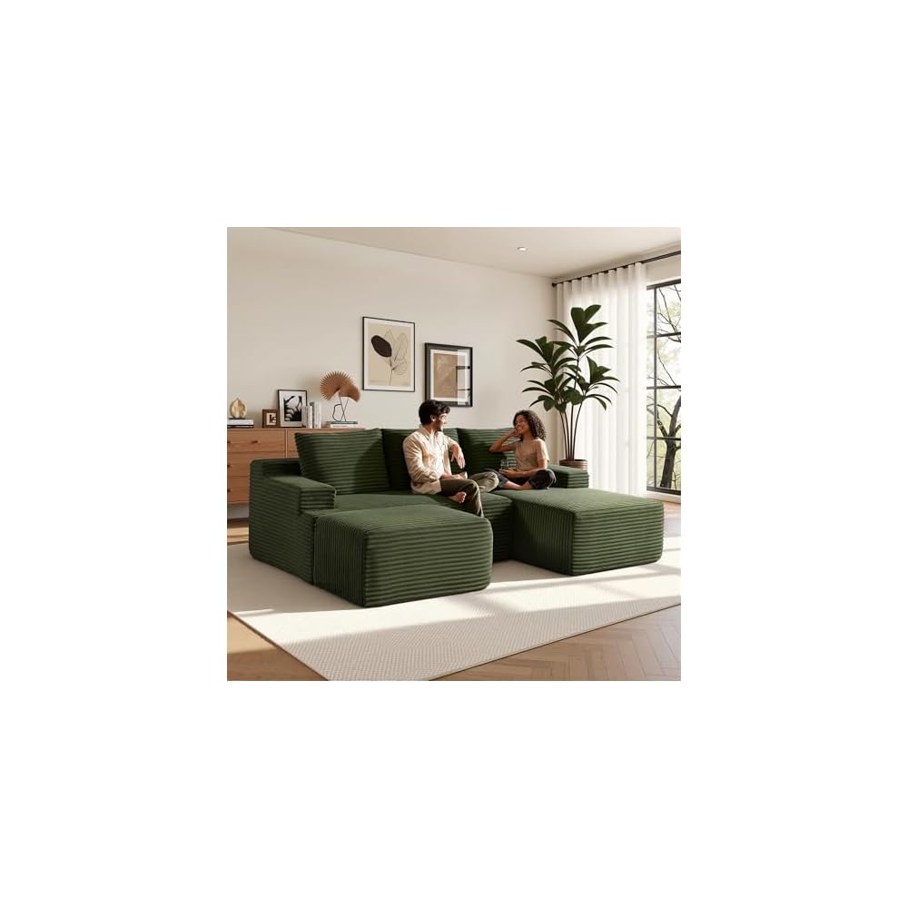 Boneless Couch Comfy Sectional Couches for Living Room,U Shaped Modular Cloud Couch Sofa, Minimalist Modular Sectional Sofa with Deep Seat