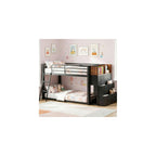 Twin Over Twin Bunk Bed with 6 Drawers & Covered Ladder, Low-Design, Black