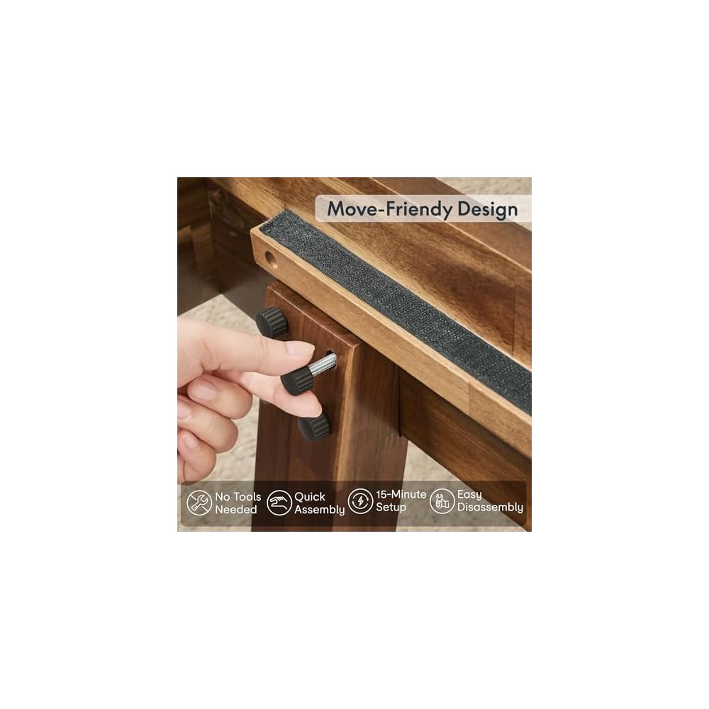 Hako G3 Queen Solid Acacia Wood Bed, Tool-Free Assembly