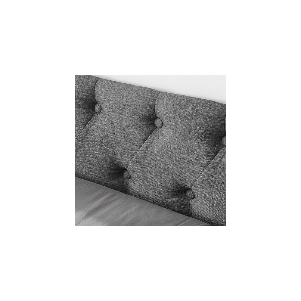 Queen Size Upholstery Daybed with 2 Drawers and Headboard, Mid-Century Style Tufted Sofa Bed with Button on Back, Easy Assembly, No Box Spring Required, for Living Room and Bedroom, Dark Grey