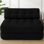 Folding Sofa Bed, Convertible Sleeper Chair with Pillow & Handle, Foldable Mattress Futon Chair Bed Lounge with Back Support, Comfy Floor Sofa for Living Room Bedroom, Black, Full
