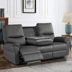 Reclining Sofa, Power Reclining Sofa with Drop-Down Table & Cup Holders, Modern 3 Seat Power Reclining Couch, Wall Hugger Sofa Recliner for Living Room Furniture Sets(Dark Gray)