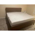 Queen Wood Bed Frame with Fluted Headboard & Footboard, Walnut