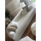 75" Boneless Cloud Loveseat, Modern Cute Curved Chenille Sofa, 2 Seater Compression Couch with 2 Pillows, No Assembly Required for Apartment Living Room, Light Brown