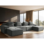 159" U-Shaped Modular Sectional Sofa, Oversized Boneless Cloud Couch for Living Room with Extra Deep Seat & High Back, Tool-Free No Assembly, Soft Chenille (Dark Grey, 159 inch-U Shaped（4+2）)