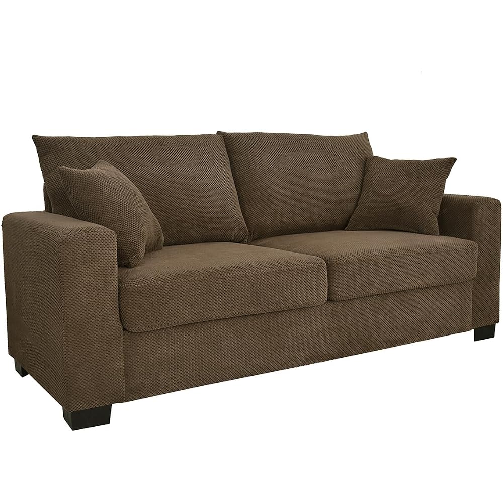 69" Two-Seater Dark Grey Fabric Loveseat, 2 Throw Pillows, lastic Legs