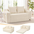 58" Boneless Loveseat Sofa Bed, Corduroy Pull Out, Beige