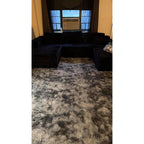 108" Black Corduroy Modular Sectional Sofa L-Shaped Cloud Couch with Left Facing Chaise, Boneless Deep Seat Sofa, No Assembly Compressed Couch for Living Room & Apartment