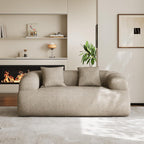 75" Boneless Cloud Loveseat, Modern Cute Curved Chenille Sofa, 2 Seater Compression Couch with 2 Pillows, No Assembly Required for Apartment Living Room, Light Brown