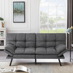 Memory Foam Futon Sofa Bed, Adjustable Backrests Armrests Convertible Modern Design Couch for Living Room, Apartment, Office, Small Room, 71" Daybed Dark Gray