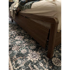 Queen Wood Bed Frame with Fluted Headboard & Footboard, Walnut