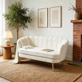 59" W Comfy Small Loveseat for Small Spaces, Upholstered 2-Seat Settee Loveseat with Metal Legs, Boucle, Ivory