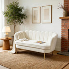 59" W Comfy Small Loveseat for Small Spaces, Upholstered 2-Seat Settee Loveseat with Metal Legs, Boucle, Ivory