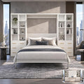 Queen Murphy Bed with Desk and Storage, Space-Saving Wall Bed with Cabinets