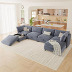 125'' Modular Sectional Sofa,FSC Certified 6 Seater Sectional Sofa,Corduroy Modern Couch with Removable Covers,Modern Couch with Ottoman,U Shaped Couch with Storage,Gray Couches for Living Room